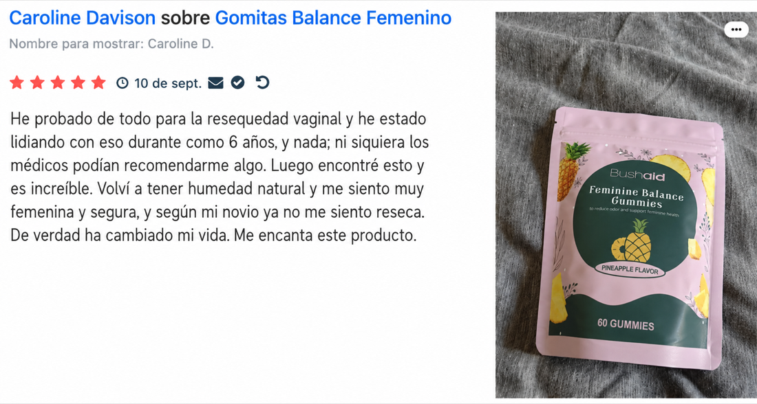 Reseña de una clienta de BushAid